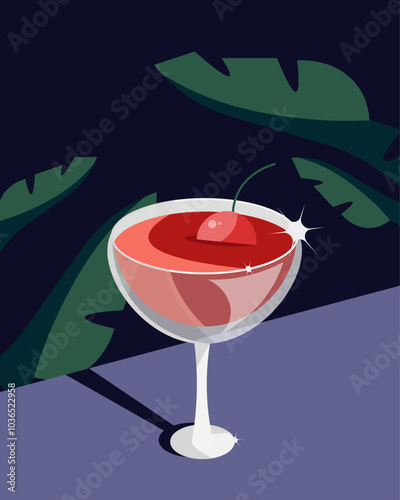 Cherry coctail poster, banner, cover