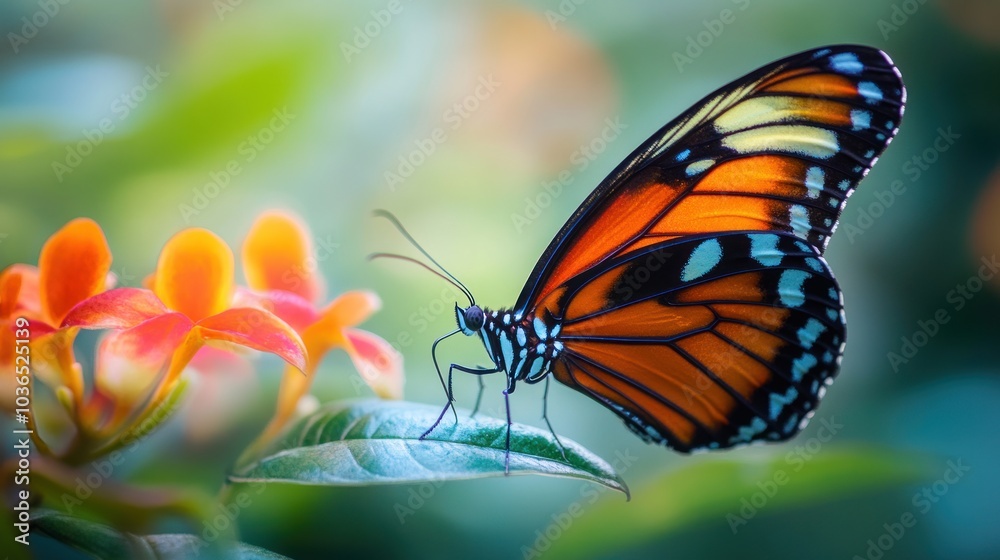 A Vibrant Butterfly on a Flower A Vibrant Butterfly on a Flower