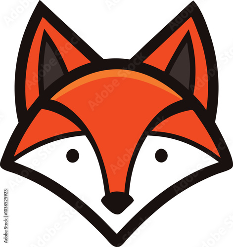 Simple Orange Fox Face Illustration Design