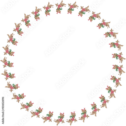 Cute christmas wreath. Vector illustration.