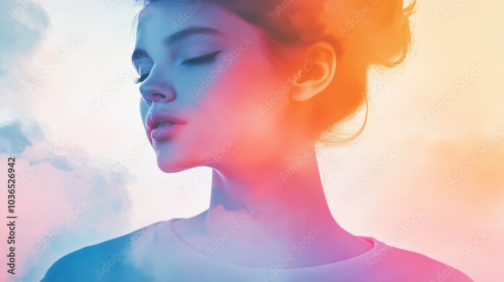 Double Color Exposure Photo Effect Mockup Double Color Exposure Photo Effect Mockup