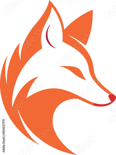 Stylized Orange Fox Head Logo Design