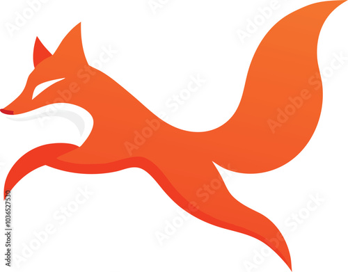 Orange Fox Logo Design Jump Graphic