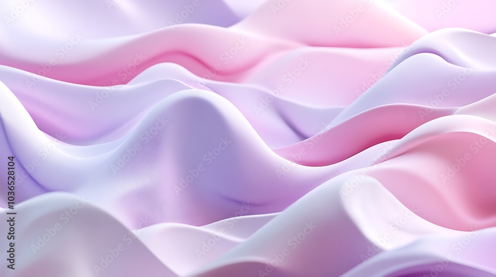Obraz premium 3D render of pastel wave patterns in soft pink and lavender for beauty graphic resources