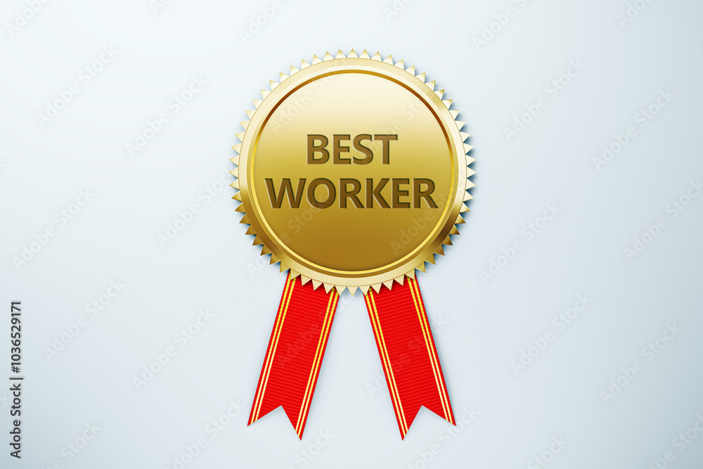 Golden award ribbon with Best Worker text on a clean background. 3D Rendering Golden award ribbon with Best Worker text on a clean background. 3D Rendering