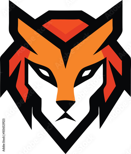 Geometric Orange Fox Logo Design Illustration