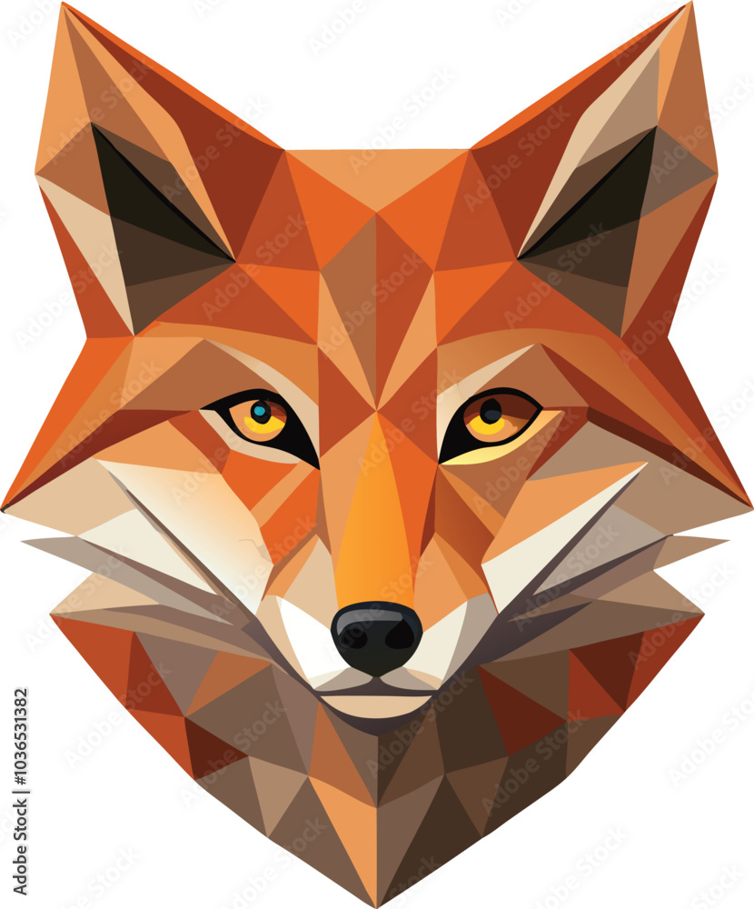 Obraz premium Geometric Fox Portrait, Low Poly Art