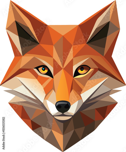 Geometric Fox Portrait, Low Poly Art