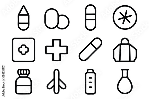 A versatile set of medicine and healthcare icons including medication, doctors, Medicare, and medical tools. Perfect for healthcare apps, websites, and educational designs.
