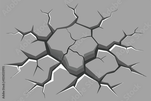 Vector Gray Cracked Concrete Texture design