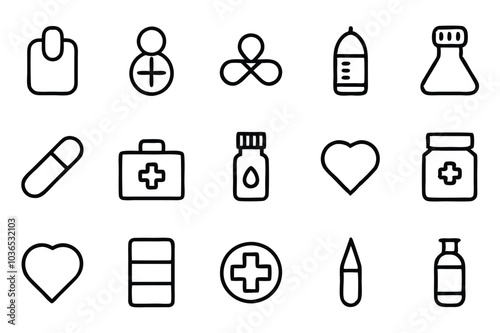 A versatile set of medicine and healthcare icons including medication, doctors, Medicare, and medical tools. Perfect for healthcare apps, websites, and educational designs.
