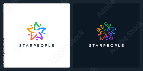 Wallpaper Mural set vector abstract of star people logo, can be used in various media easily, editable Torontodigital.ca