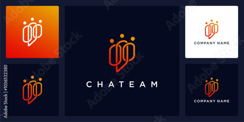 Vector abstract of chat people logo and icon, can be used in various media easily, editable