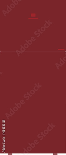 A burgundy color refrigerator with pretty looking.