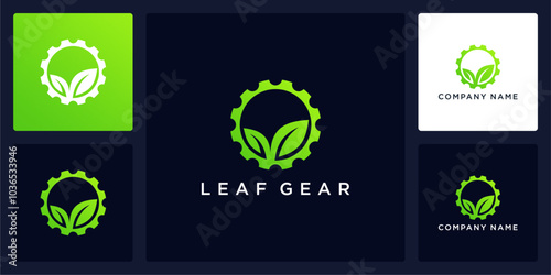Vector abstract of leaf and gear logo and icon, can be used in various media easily, editable