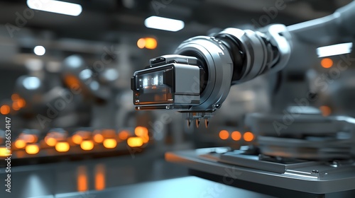 Robotic vision sensor camera system in intellegence factory,manufacturing industry for industry 4.0 and technology concept.