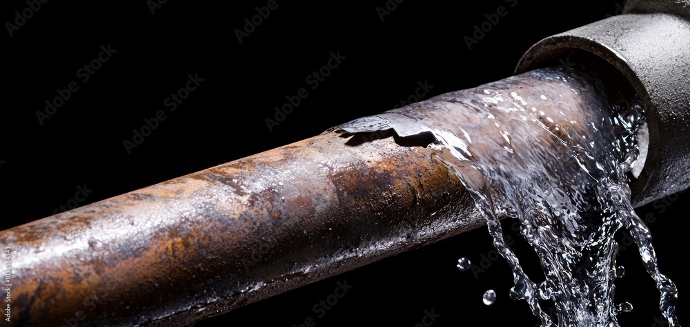 Water gushing from a broken pipe beneath a sink, emphasizing household plumbing problems, leakage, and emergency repair situations Water gushing from a broken pipe beneath a sink, emphasizing household plumbing problems, leakage, and emergency repair situations