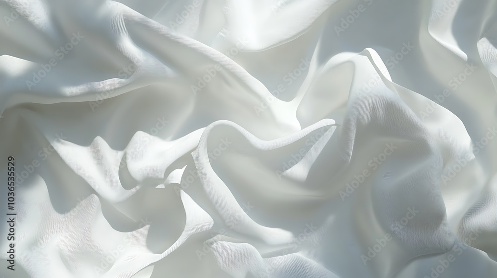 Fototapeta premium 3D-rendered white fabric-like folds with subtle shadows for beauty graphic use
