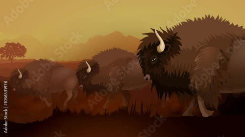 Bison Running in the Jungle