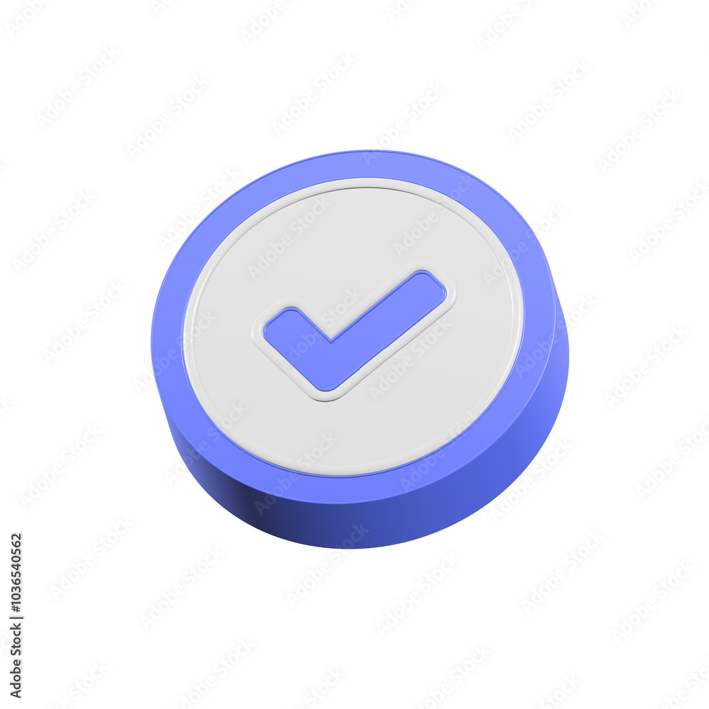 Check symbol 3d, agree icon blue color Check symbol 3d, agree icon blue color