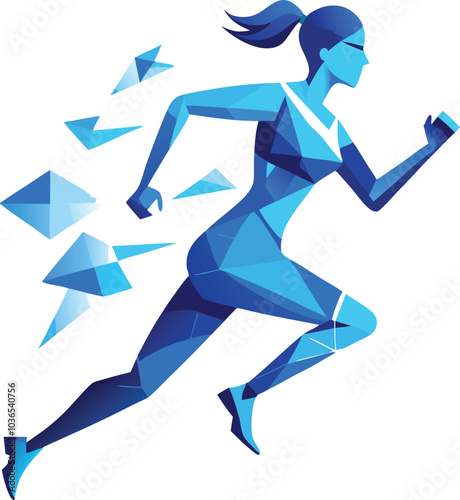 Abstract Female Runner with Geometric Design