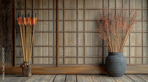 Traditional Japanese Archery Setup with Decor photo