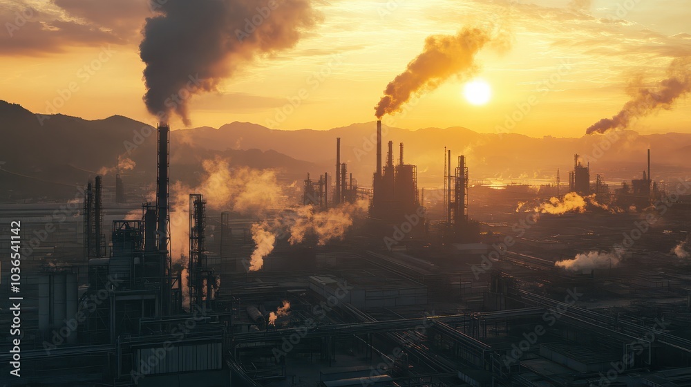 sprawling industrial area reveals heavy pollution emitted by a large factory, prompting urgent environmental action sprawling industrial area reveals heavy pollution emitted by a large factory, prompting urgent environmental action