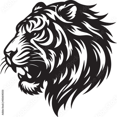 Create a tiger head silhouette logo vector style with white background photo