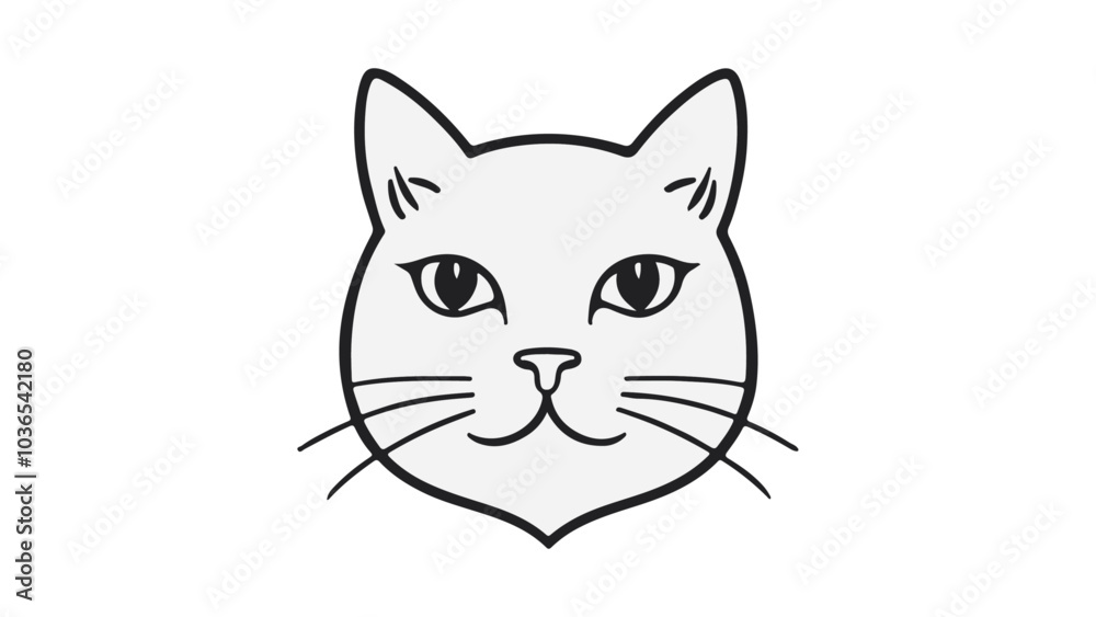 funny cat face vector simple outline illustration funny cat face vector simple outline illustration