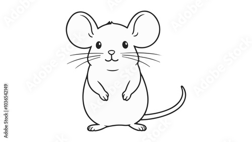 curious mouse vector outline illustration, mouse shape illustration