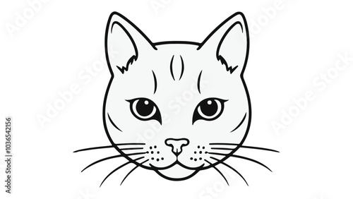 cute curious cat face vector outline illustration