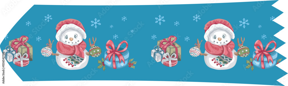 Cute christmas washi tape on white background. Vector illustration. Cute christmas washi tape on white background. Vector illustration.