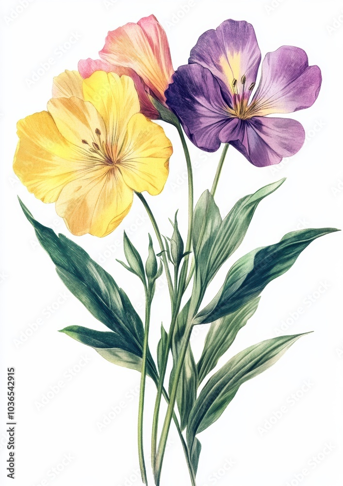 Obraz premium flower illustration in vintage style art, isolated on white background