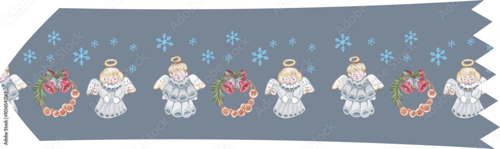 Cute christmas washi tape on white background. Vector illustration. Cute christmas washi tape on white background. Vector illustration.