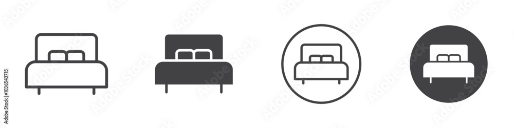 Bed icon Thin line art isolated Bed icon Thin line art isolated