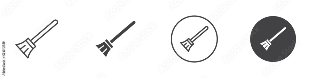 Broom icon Thin line art isolated Broom icon Thin line art isolated