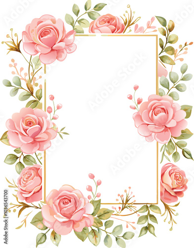 Pink Rose Floral Frame Border Design