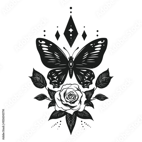 black and white butterfly