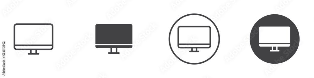 Computer screen icon Thin line art isolated Computer screen icon Thin line art isolated