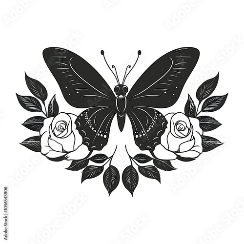 black and white butterfly