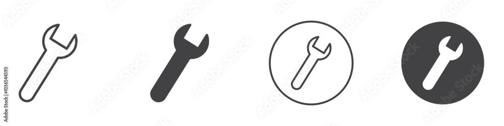 Wrench icon Thin line art isolated Wrench icon Thin line art isolated