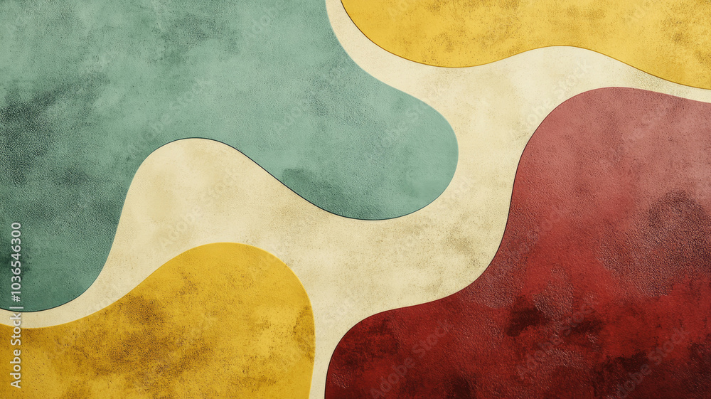 Colorful abstract geometric shapes with textured background in red yellow and teal tones Colorful abstract geometric shapes with textured background in red yellow and teal tones