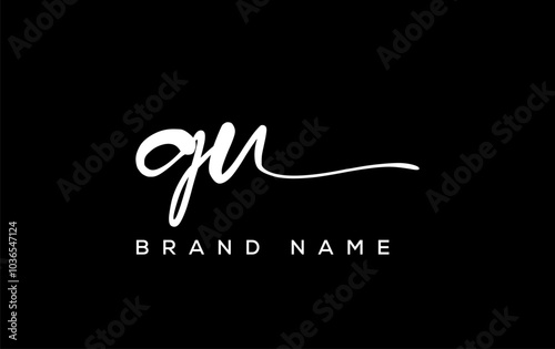 GU letter beauty handwriting vector logo.