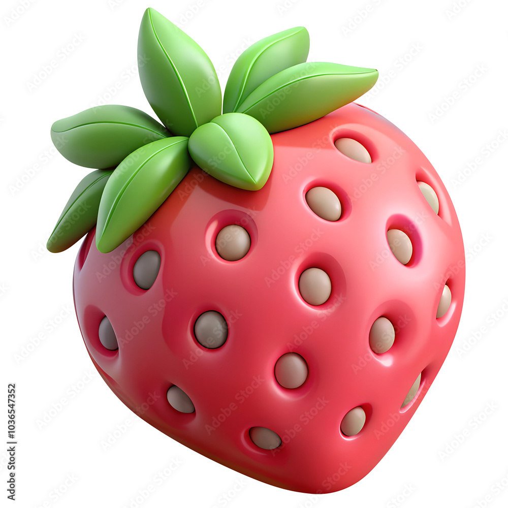 strawberry with green leaves 3d render icons in cartoon plastic style minimal isolated on transparent white background, clipping path strawberry with green leaves 3d render icons in cartoon plastic style minimal isolated on transparent white background, clipping path