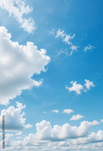 Fototapeta Naklejka Na Ścianę i Meble -  Bright blue sky with fluffy white clouds