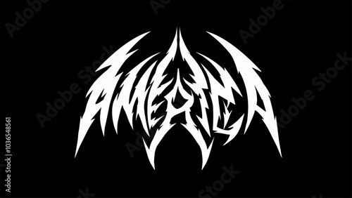 America text typography. Hardcore lettering style y2k hand drawn. Vector illustration for music metal t-shirt print, sticker, poster design