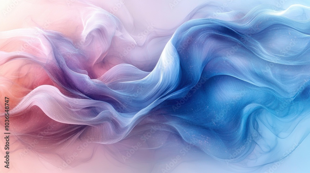 Vibrant abstract fabric swirls in shades of blue, pink, and white create a dreamy background, captured in soft lighting Vibrant abstract fabric swirls in shades of blue, pink, and white create a dreamy background, captured in soft lighting