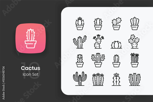 Outline cactus icon design set