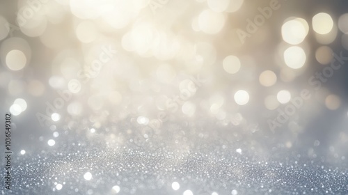 abstract backgrounf of glitter vintage lights . silver and white. de-focused. banner photo