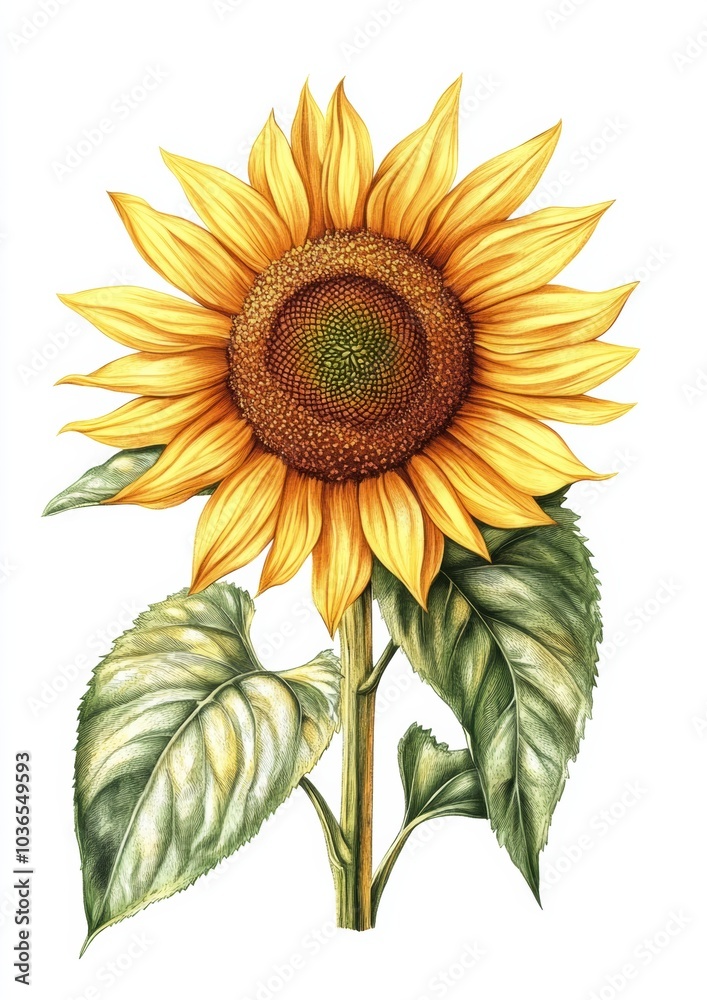 Fototapeta premium flower illustration in vintage style art, isolated on white background